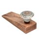 2 Pieces Emerald Hue Golden Pattern Ceramic Wooden Door Stopper